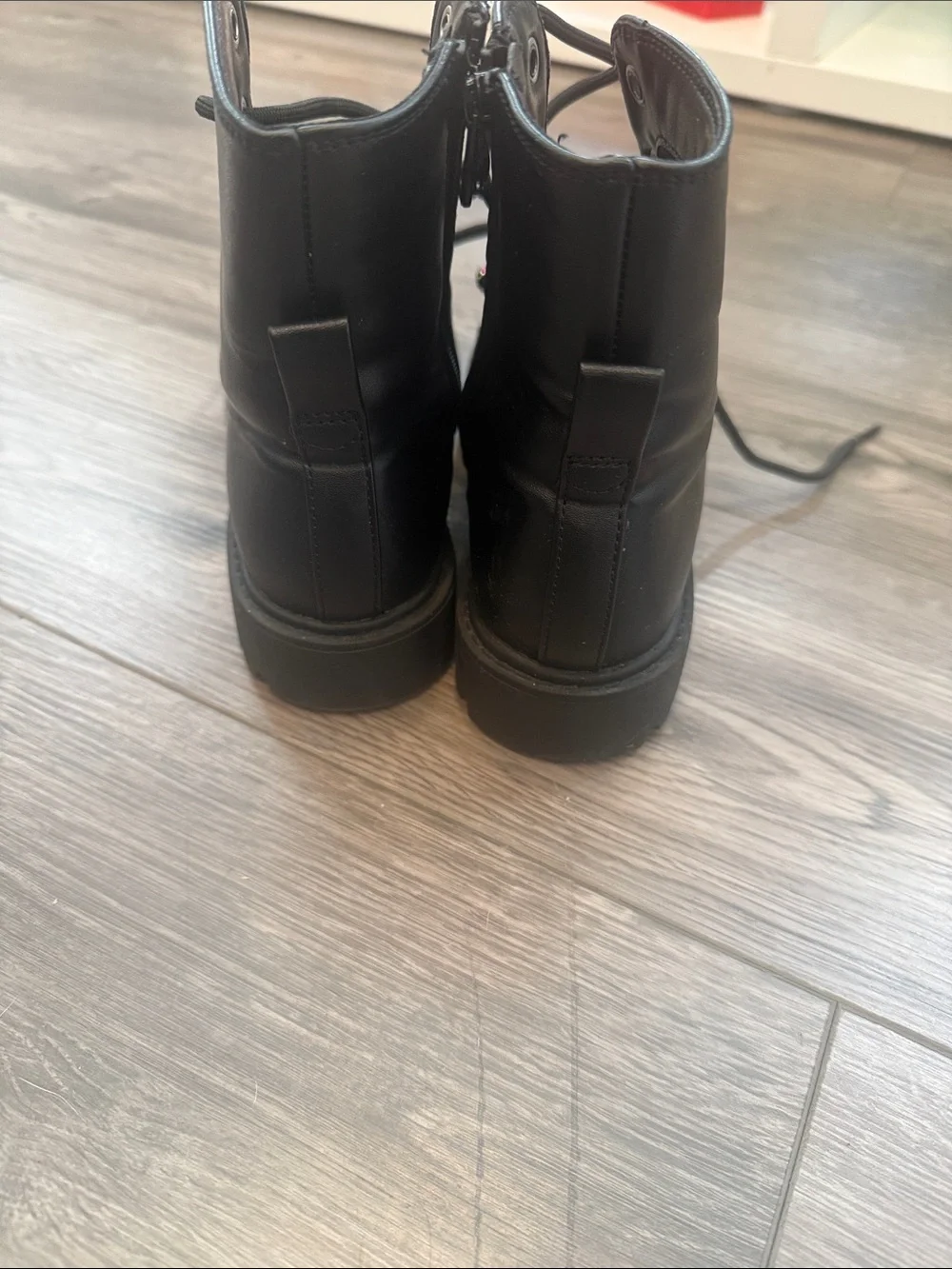 art class Black Kids Lace-Up Combat Boots with Bead Accents
